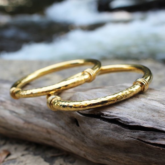 2 Set Hammered Gold Monet Bangles